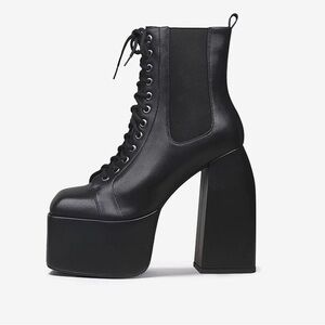 NEW Genuine Real Leather Goth Punk Platform Boots Chunky High Heels UNIF Style 7